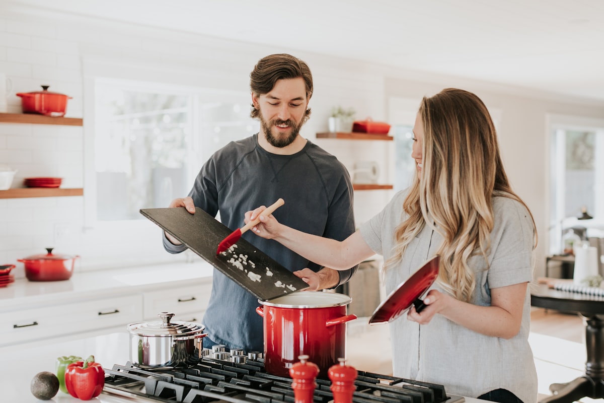 Healthy meal preparation in a bright kitchen